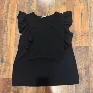 JODIFL Black Ruffle Sleeve Blouse